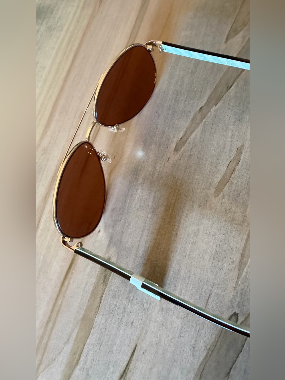 kate spade Rose-Gold Aviator Sunglasses with Turquoise Case - Picture 13 of 13